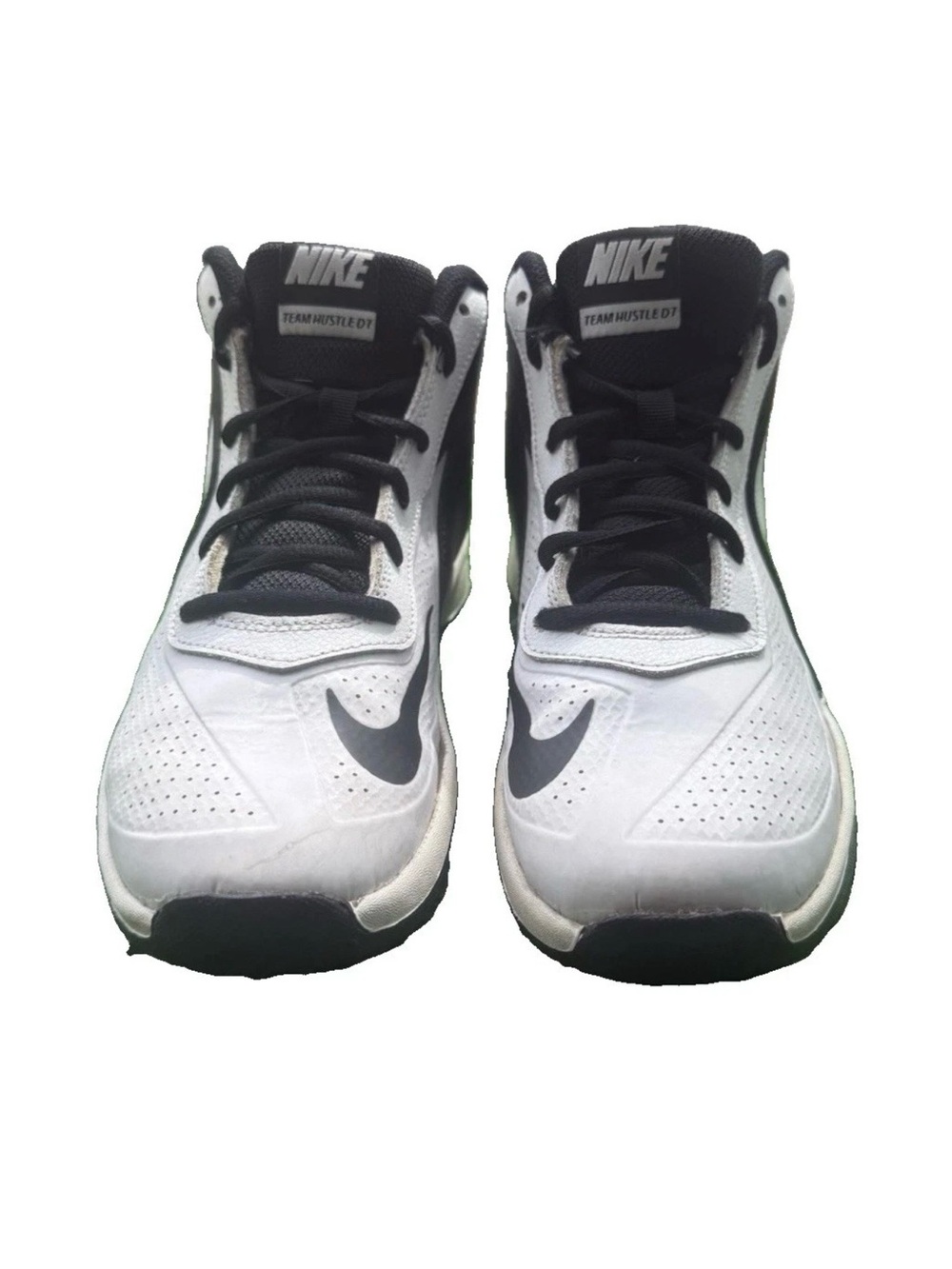 Nike Team Hustle D7 Unisex Kids 5.5Y Athletic Sneakers White/Black Mid Top